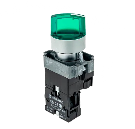 Переключатель с подсветкой, с фиксацией, 24V AC/DC, зеленый, 2 положения, 1NO