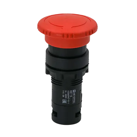Кнопка грибовидная красная, возврат поворотом c фиксацией, Ø 40 мм,  1NC, IP54, пластик