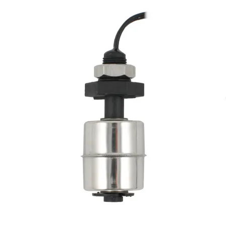 Поплавковый датчик уровня жидкости, вертикальное исполнение, -20 +80 С, соединение- резьба 1/8"PF полипропилен, кабель 500 мм, поплавок D=25 мм нерж. сталь