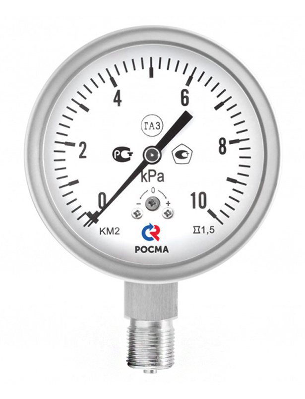 Манометры КМ-22 Кс и КМ-32 Кс кор­ро­зи­он­но­стой­кие для изме­ре­ния низ­ких дав­ле­ний га­зов