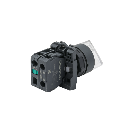 Переключатель на 2 положения с фиксацией и подсветкой, белый, 1NO, 220V AC/DC, IP65, пластик