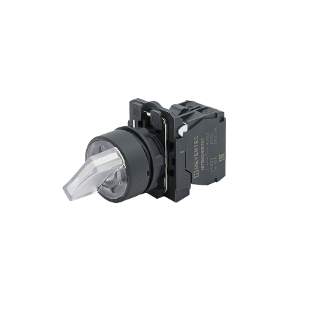 Переключатель на 2 положения с фиксацией и подсветкой, белый, 1NO, 220V AC/DC, IP65, пластик